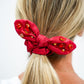 Shimmer Bow Scrunchie with Hand Sewn Crystals in Red - Southern Belle Boutique