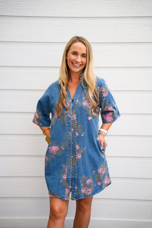 Denim Floral Dress