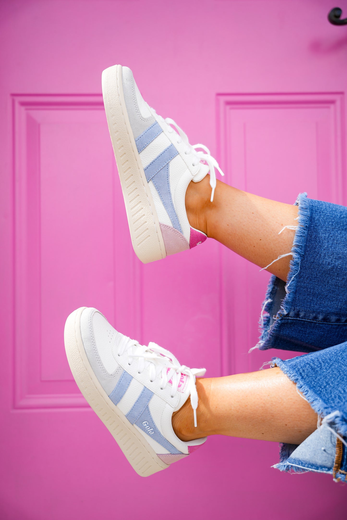 Grandslam Trident Trainer White/Air Fluro Pink Sneakers - Southern Belle Boutique