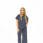 Navy Blue Striped Pant Set