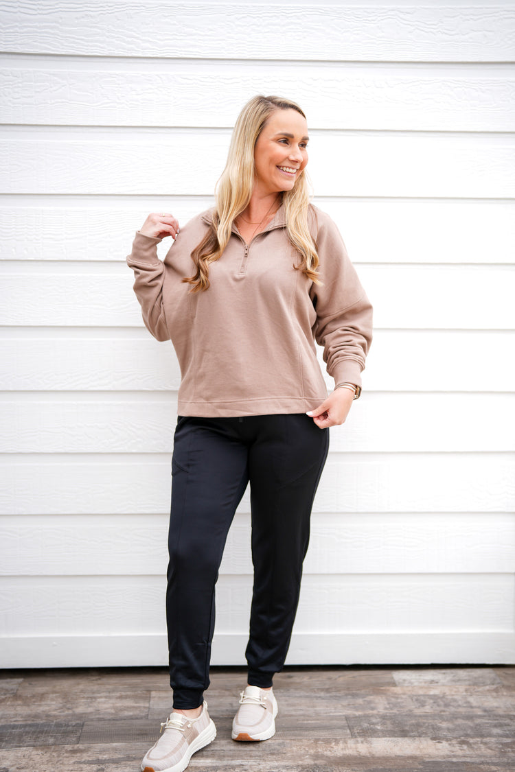 Plush Half-Zip Fleece Pullover - Toast