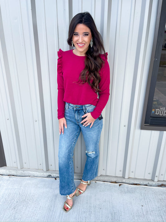 Rachael High Rise Fab Ankle Mom Jean - Fire - Southern Belle Boutique