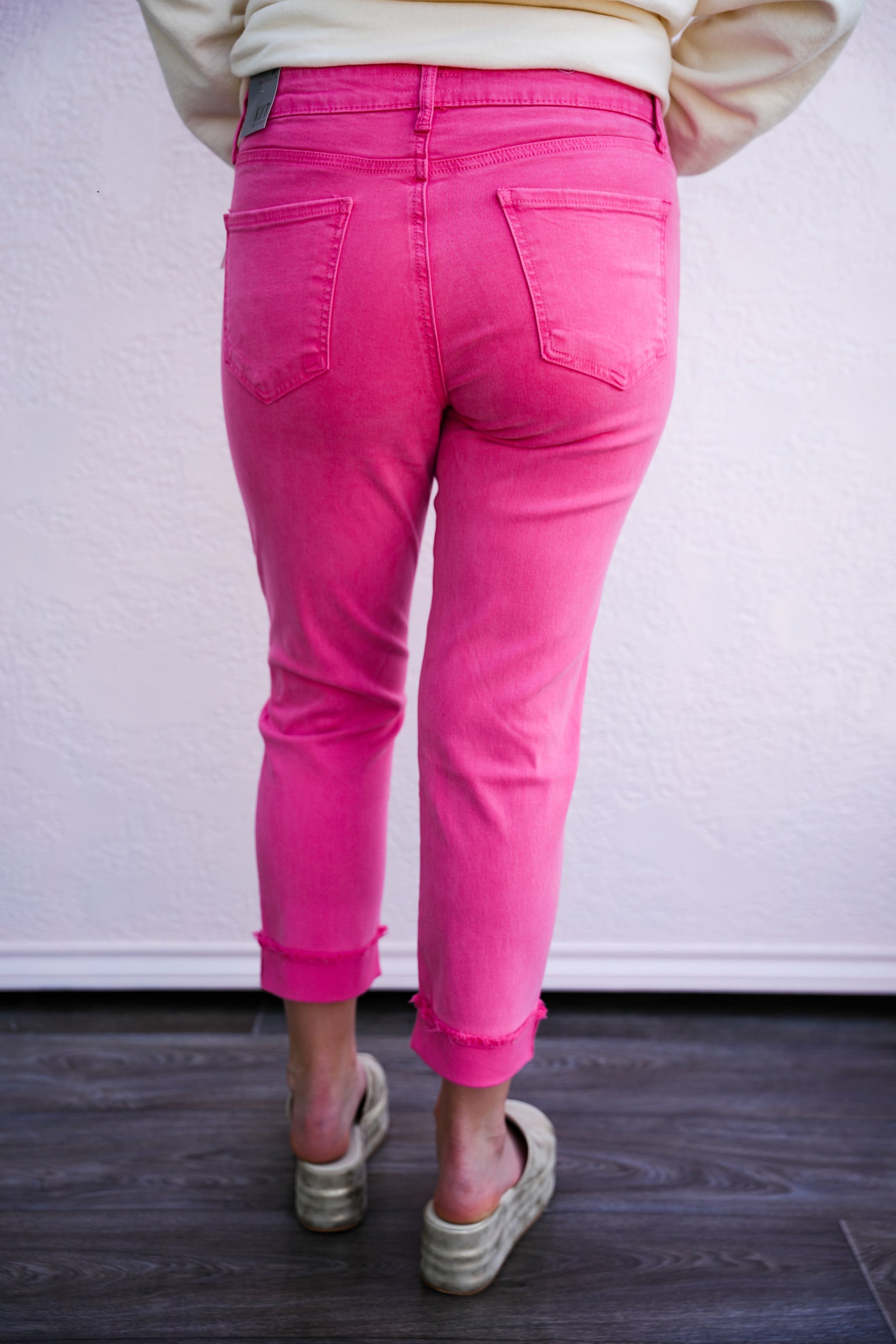Amy Crop Straight Leg Roll up Frey - - Southern Belle Boutique