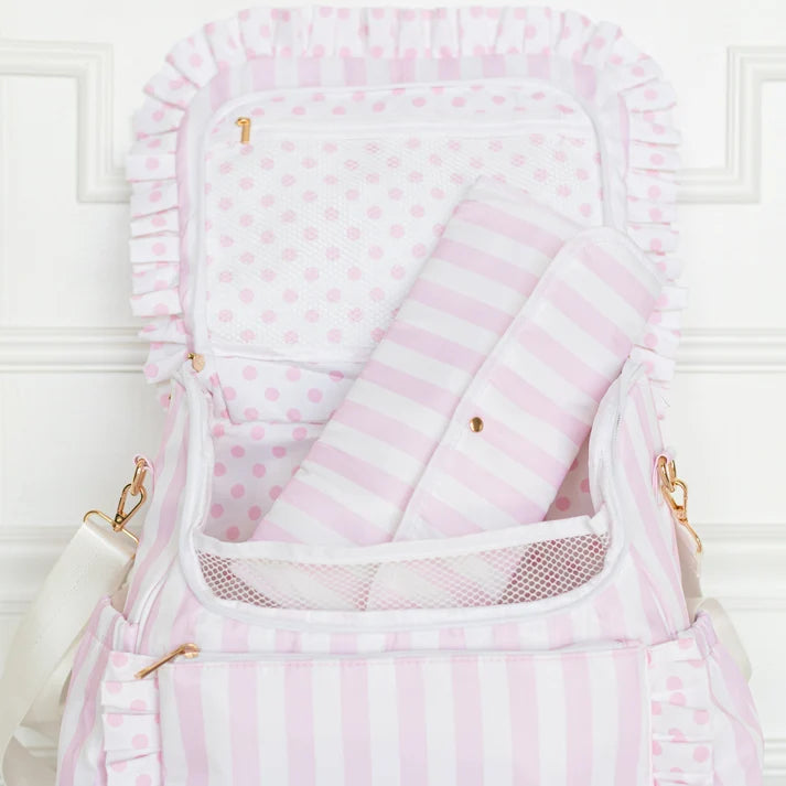 Diaper Bag - Pink Polka Stripe