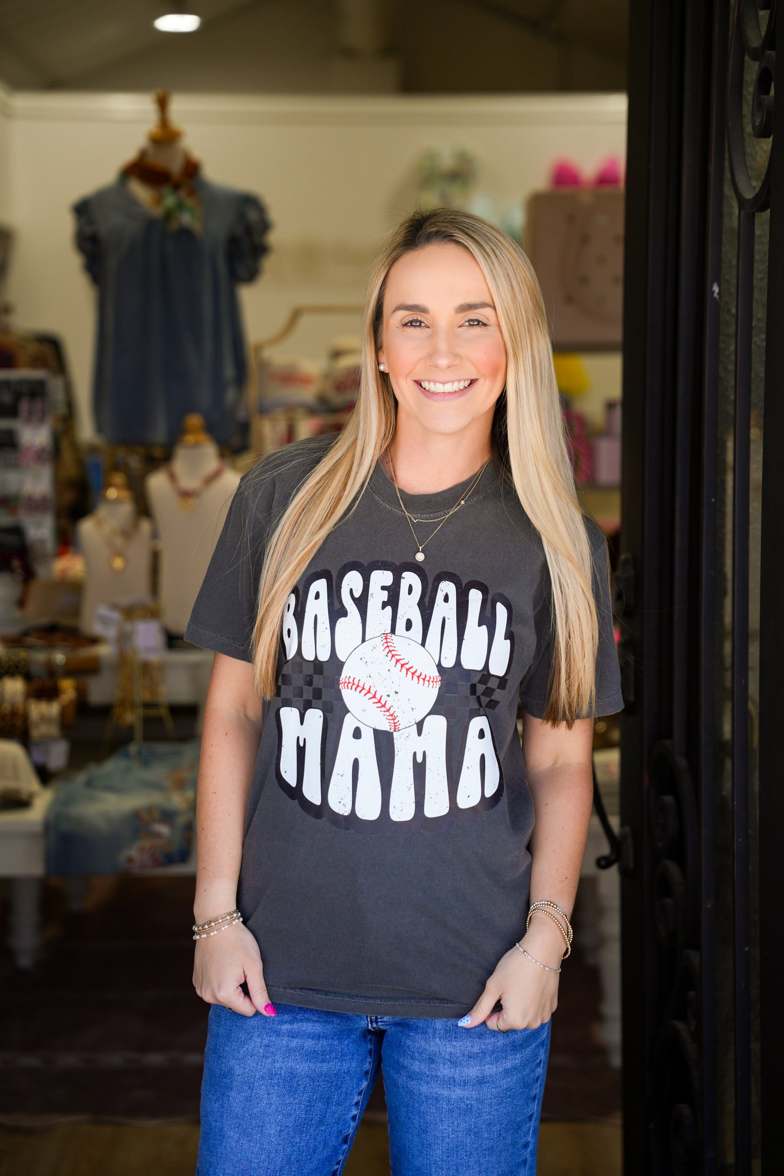 Baseball Mama Tee - Grey - Southern Belle Boutique