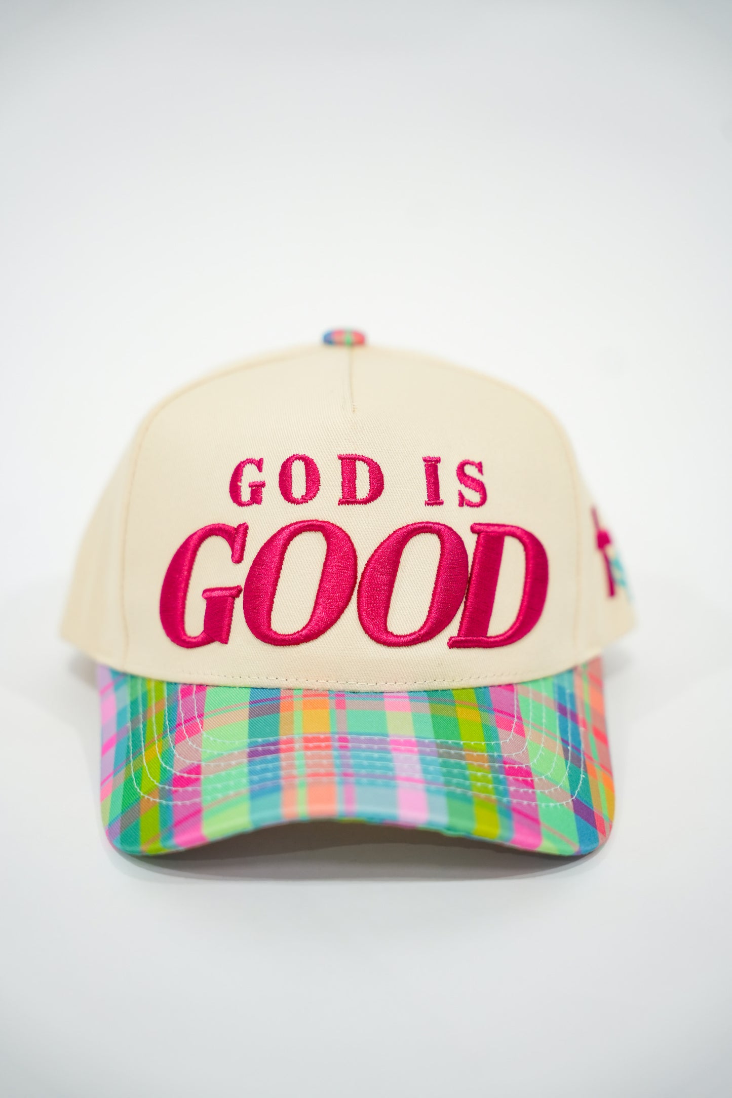 God is Good Plaid Trucker Hat - Southern Belle Boutique