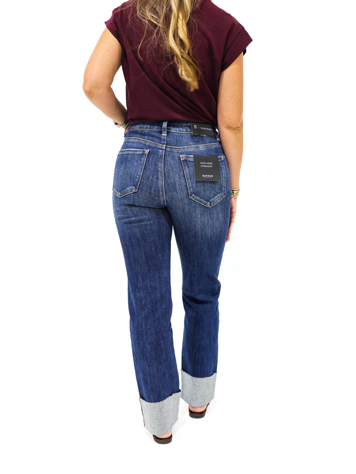 High Rise Cuffed Straight Leg Jean - Trappist