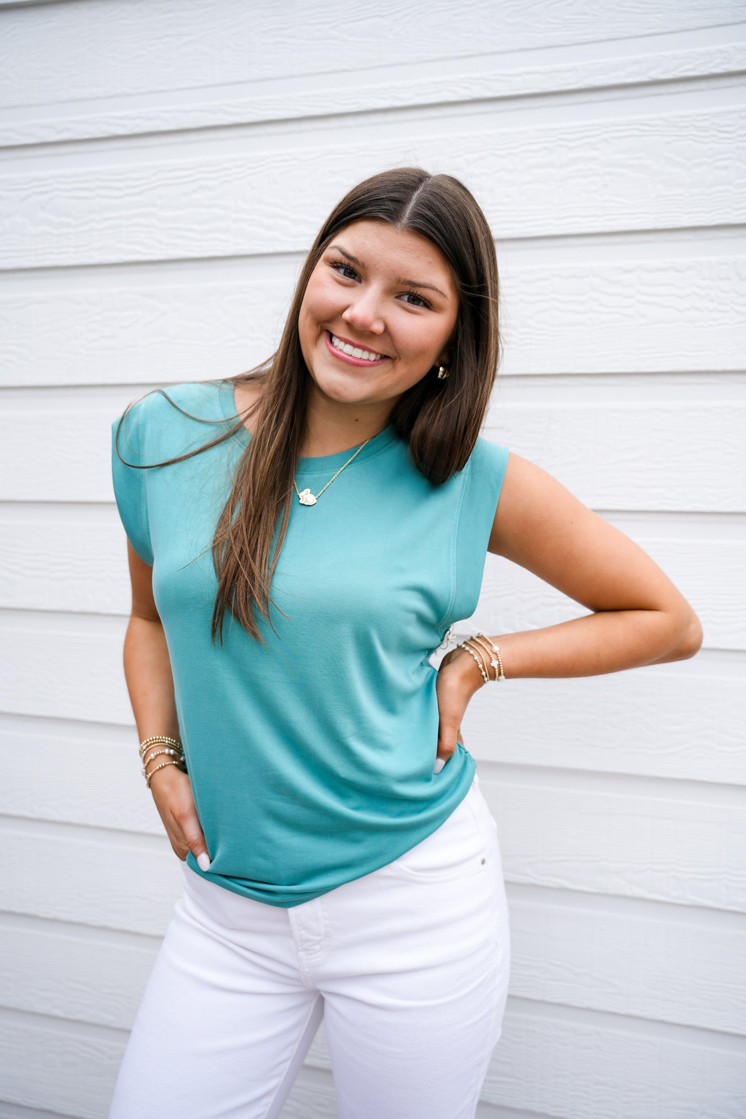 Alora  Tee -  Meadow Teal - Southern Belle Boutique