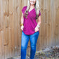 Wine VNeck Blouse