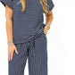Navy Blue Striped Pant Set