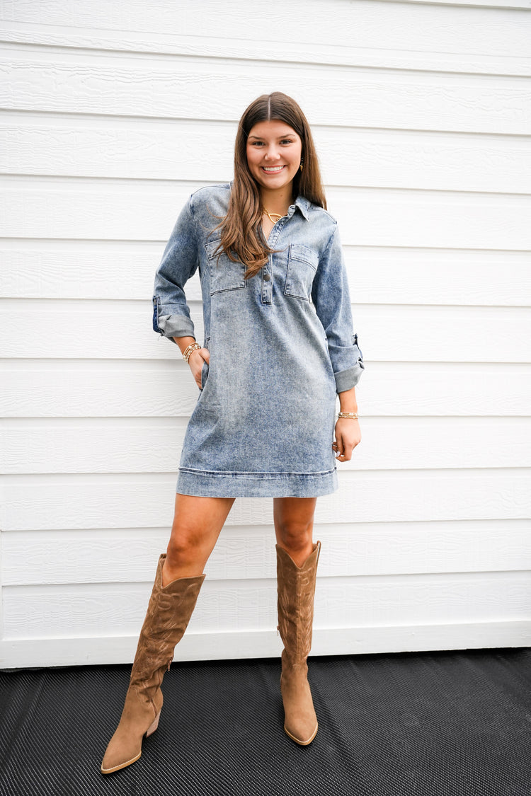 Anika Denim Dress - Medium Wash