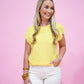 Yellow Mini Waffle Sweater - Southern Belle Boutique