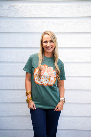 Emerald Pattern Pumpking Tee - Southern Belle Boutique