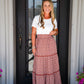 Terra Cotta Floral Rick Rack Lace Tiered Maxi Skirt - Southern Belle Boutique