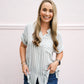 Dusty Blue/White Striped Blouse