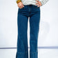 Mid Rise Flare Jean w/Split Cuff - Pearl Embellishment (Dark)