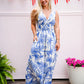 Tropical Print Royal Blue Jumpsuit