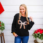 Black Gold Bow Sequin Sweater