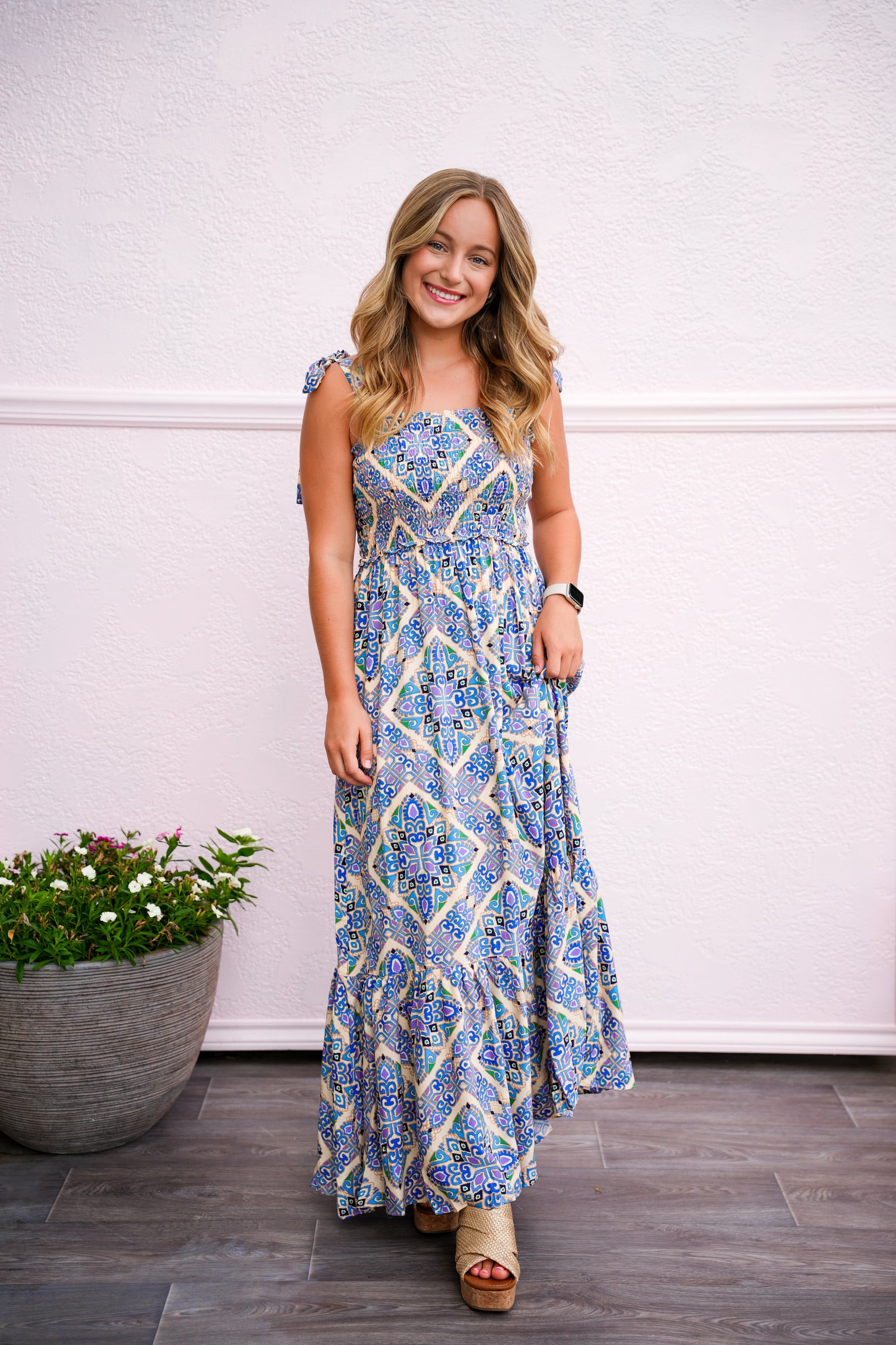 Blue Shoulder Strap Maxi Dress - Southern Belle Boutique