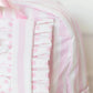 Ruffled Nylon Backpack - Pink Polka Stripe