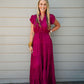Satin Tiered Maxi Dress - Fall Red