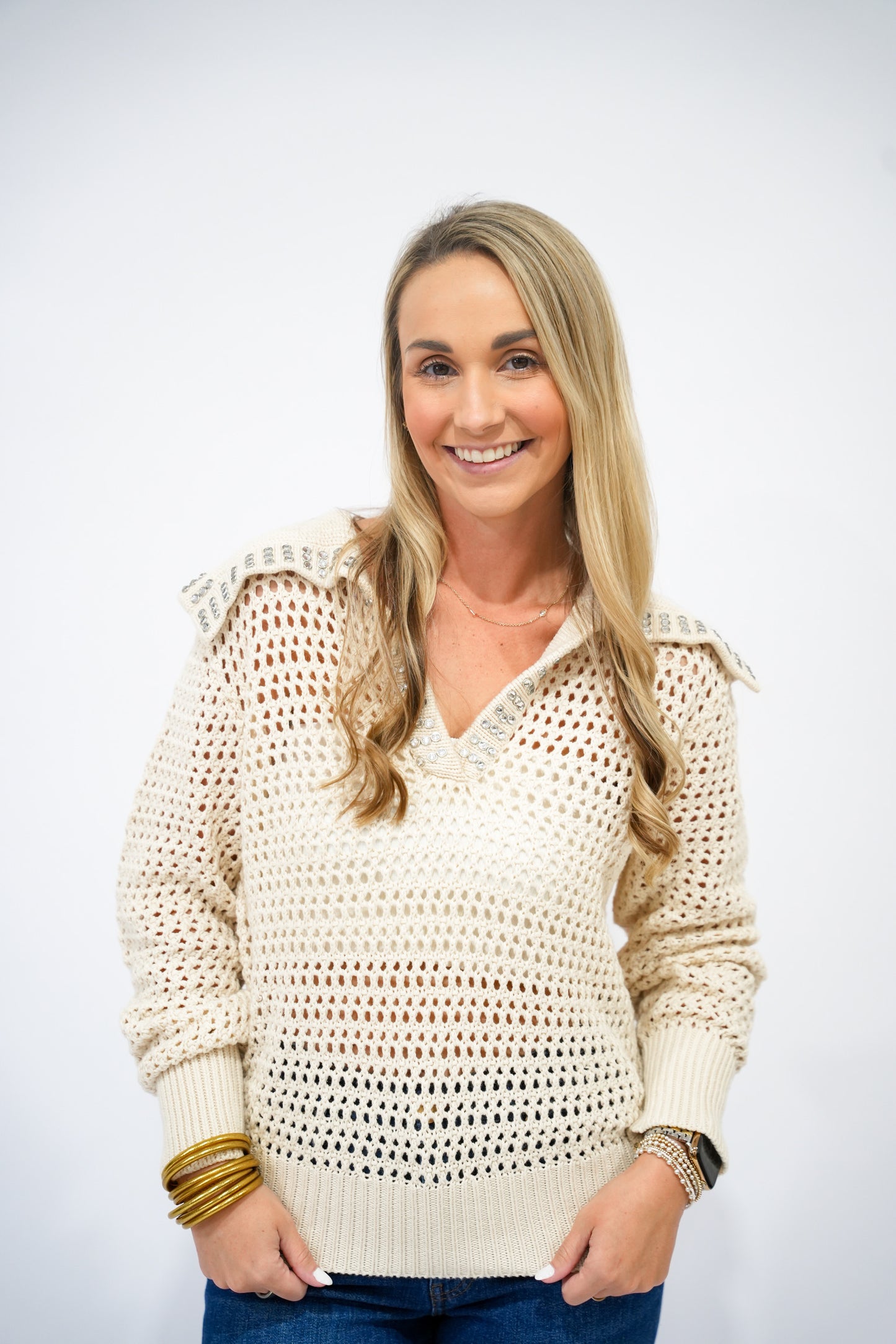 Emeline Novelty Sweater - Vintage Cream