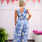 Tropical Print Royal Blue Jumpsuit