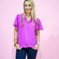 Magenta Smocked VNeck Blouse - Southern Belle Boutique