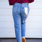 High Rise Crop Straight Rhinestone Jeans - Medium