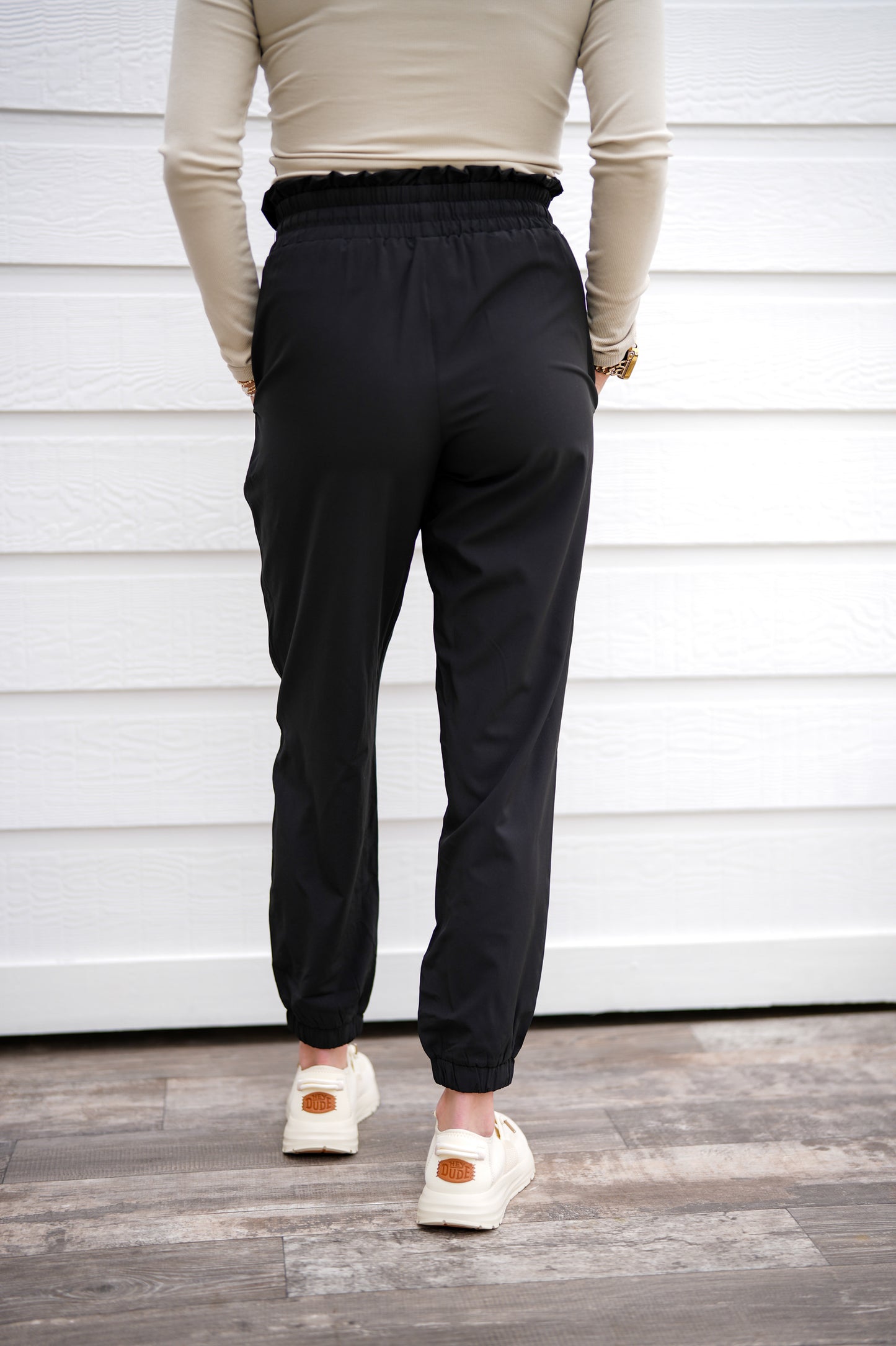Cuffed Essential Highwaist Joggers - Black - Southern Belle Boutique