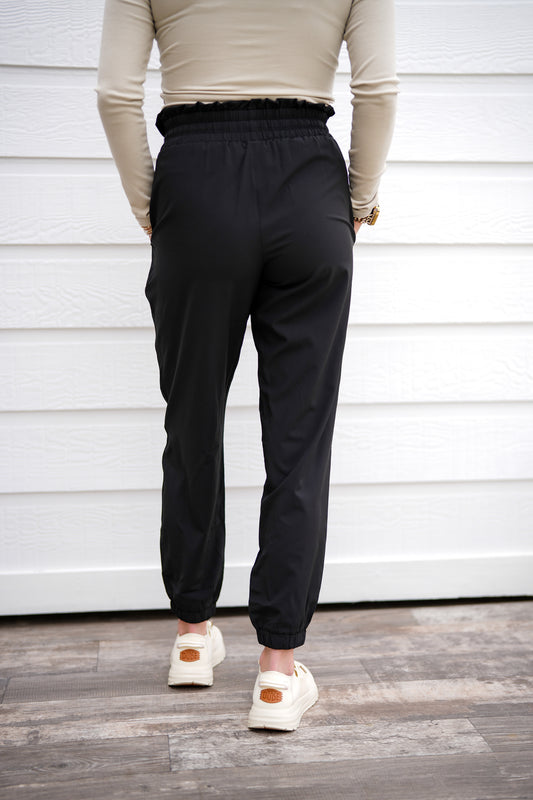 Cuffed Essential Highwaist Joggers - Black - Southern Belle Boutique