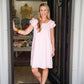 Textured Flutter Sleeve Square Neck Bow Back Mini Dress - Southern Belle Boutique