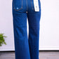 Risen High Rise Crop Wide Button Up Jean - Dark