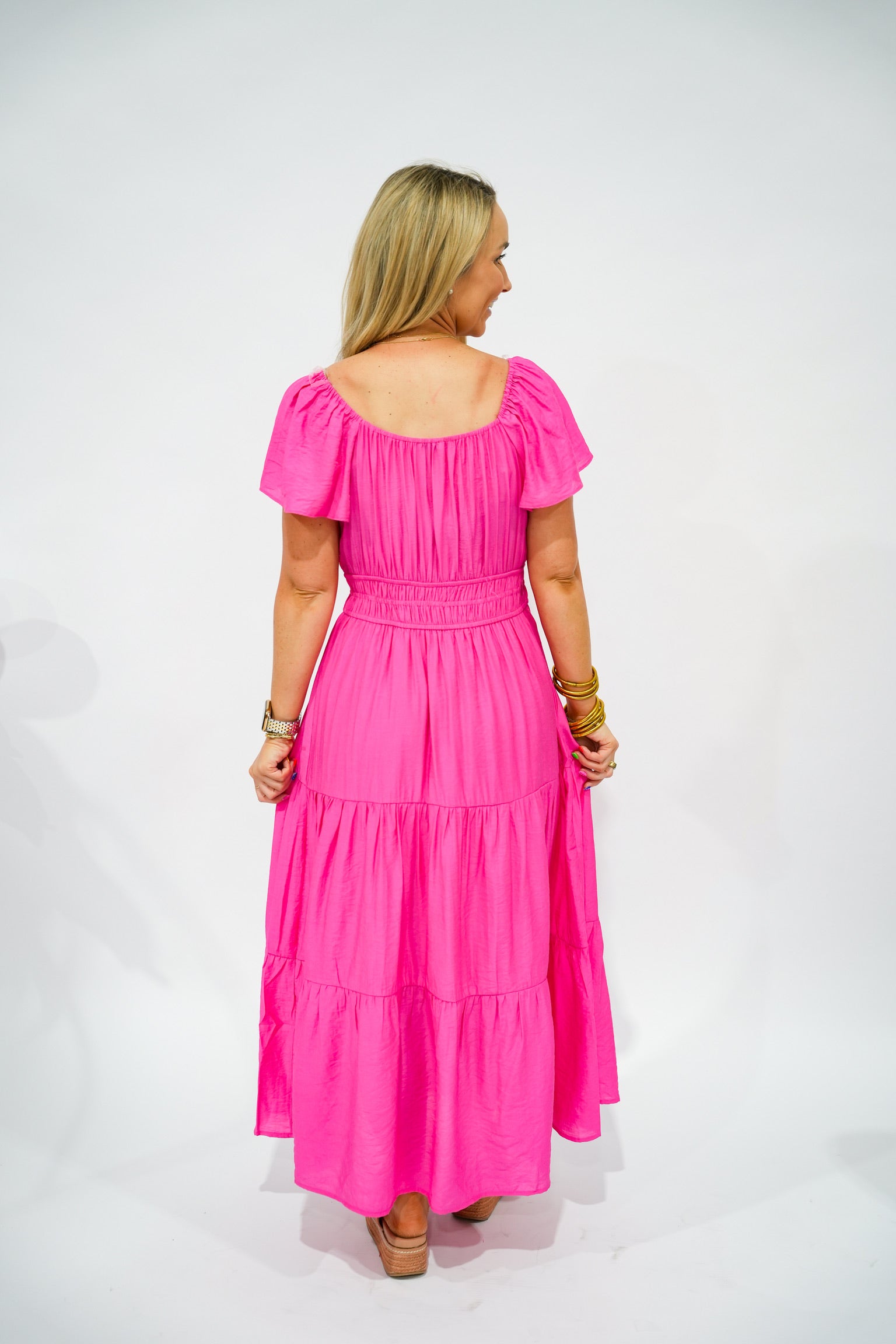 Fuchsia Tiered Maxi Dress - Southern Belle Boutique
