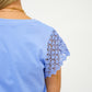 Blue Scalloped Lace Sleeve Top - Southern Belle Boutique