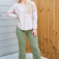 High Rise Raw Crop Straight Jeans - Deep Lichen Green