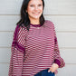 Burgundy Sand Striped Top