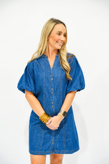 Jesse Dark Wash Denim Dress - Southern Belle Boutique