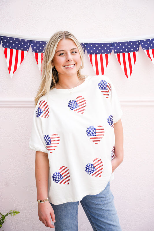 America Hearts French Terry Top