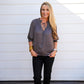 Charcoal Tie Front Top