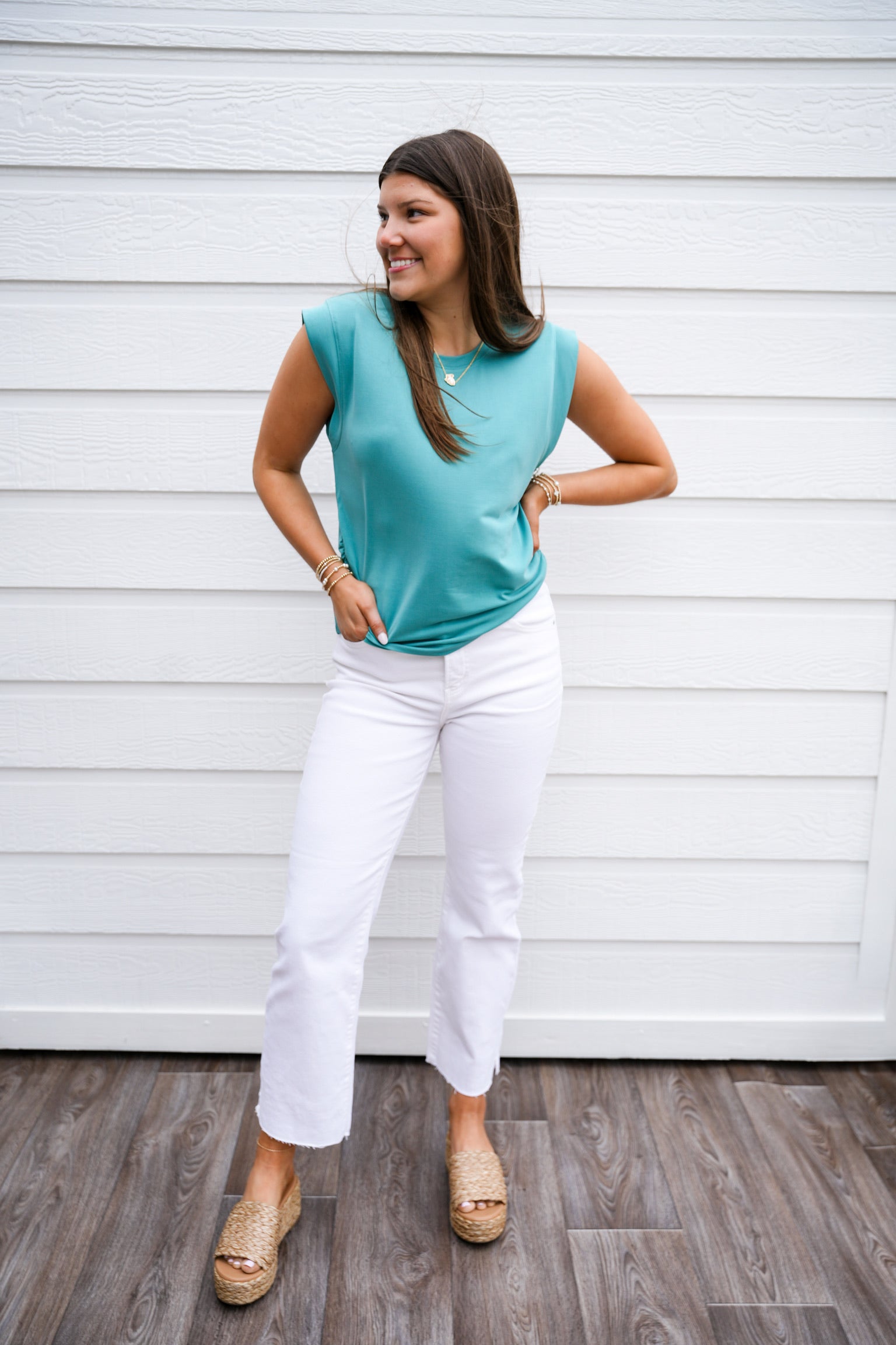 Alora  Tee -  Meadow Teal - Southern Belle Boutique