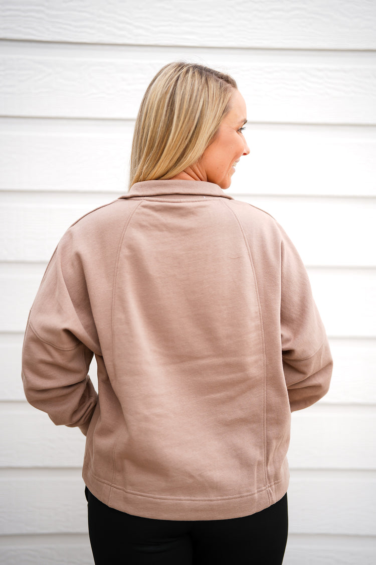 Plush Half-Zip Fleece Pullover - Toast