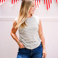 Slub Striped Top - Grey - Southern Belle Boutique