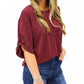 Burgundy Tie Sleeve Top