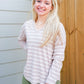 Taupe Striped VNeck Top