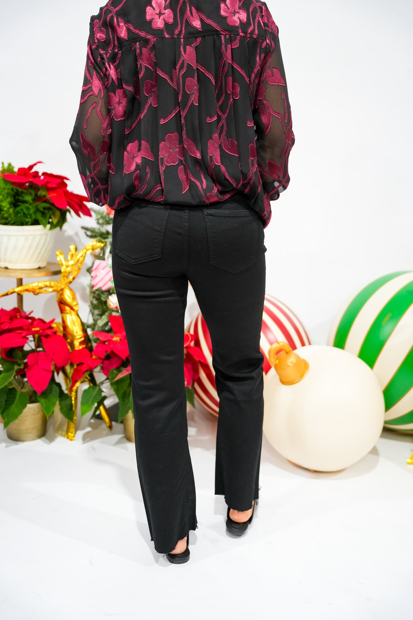 Kelsey Mid Rise Ankle Flare - Black