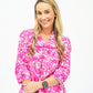 Gloria Fuchsia Print Blouse - Southern Belle Boutique