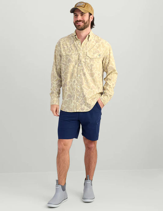 KC Print Tide Point Button-Down - Sand Camo - Southern Belle Boutique