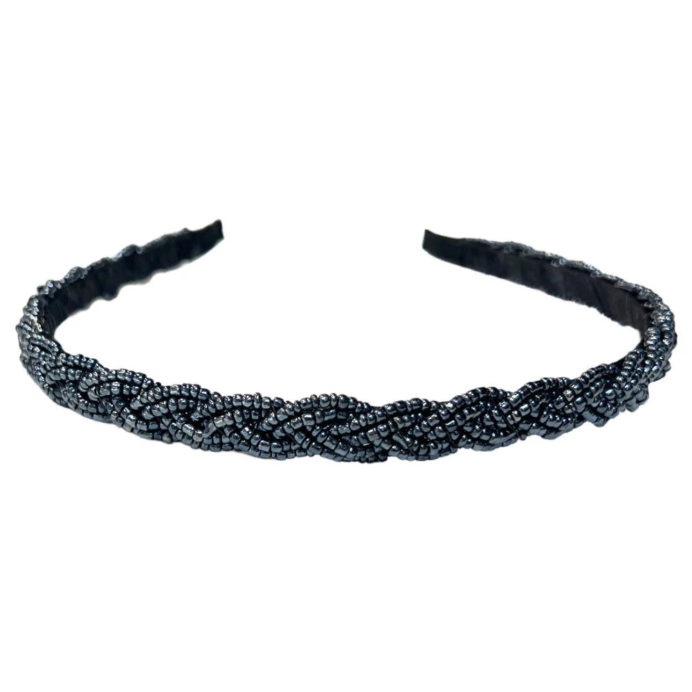 Headband Thin  - Pewter Rush Beaded - Southern Belle Boutique