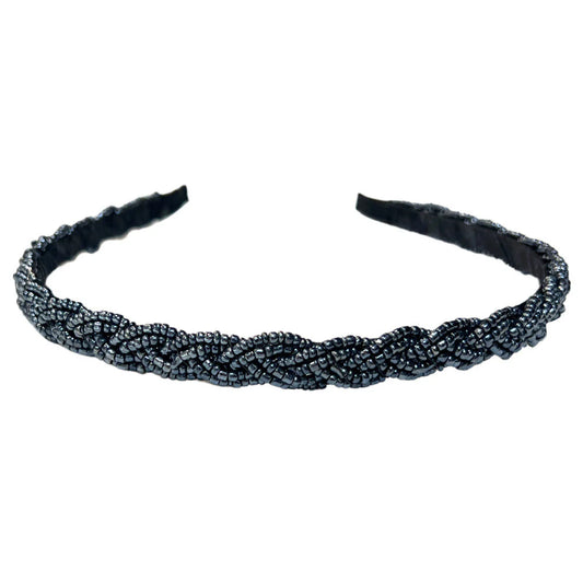 Headband Thin  - Pewter Rush Beaded - Southern Belle Boutique
